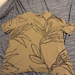 Express Men's Tan Leaf Pattern Tee